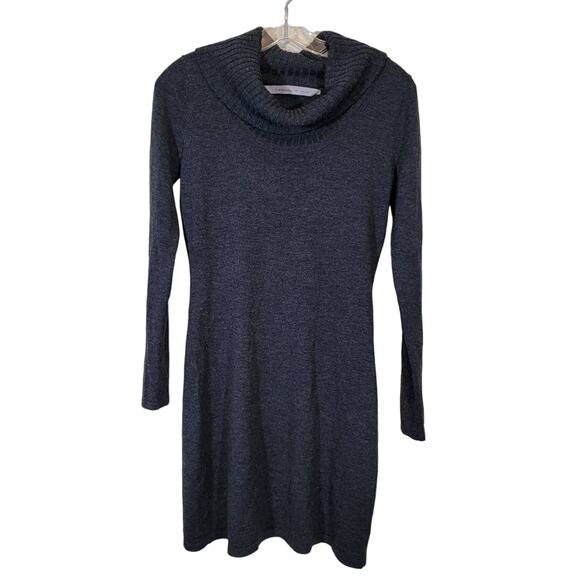 Athleta Women's 100%  Merino Wool Cowl Neck Knit Sweater Dress Heather Gray XS - Picture 1 of 6
